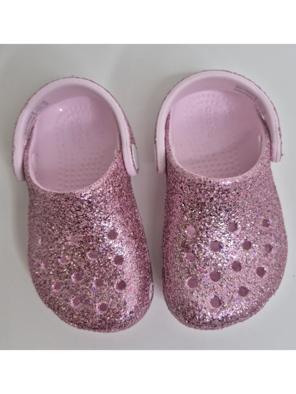 Crocs Classic Chunky Glitter Clog  Pink Glitter Toddler Girls C7 Slip On